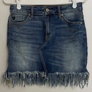 Kancan frayed edge denim skirt
